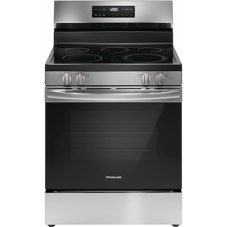 Frigidaire 30-in. Electric EvenTemp Cooktop Range with Steam Clean in Black Stainless Steel FCRE3062AD